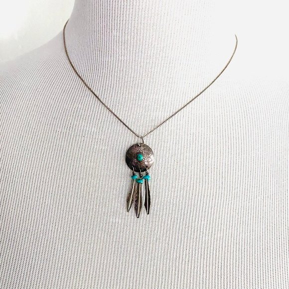Native American Turquoise Dreamcatcher Pendant - Picture 7 of 7